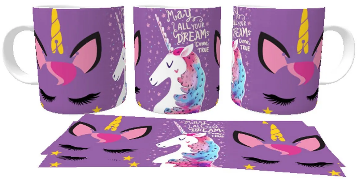 Caneca copo Plástico ou Cerâmica Unicórnio may yout dreams come true