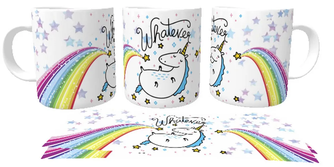 Caneca copo Plástico ou Cerâmica Unicórnio Whatever cavalo Imagem