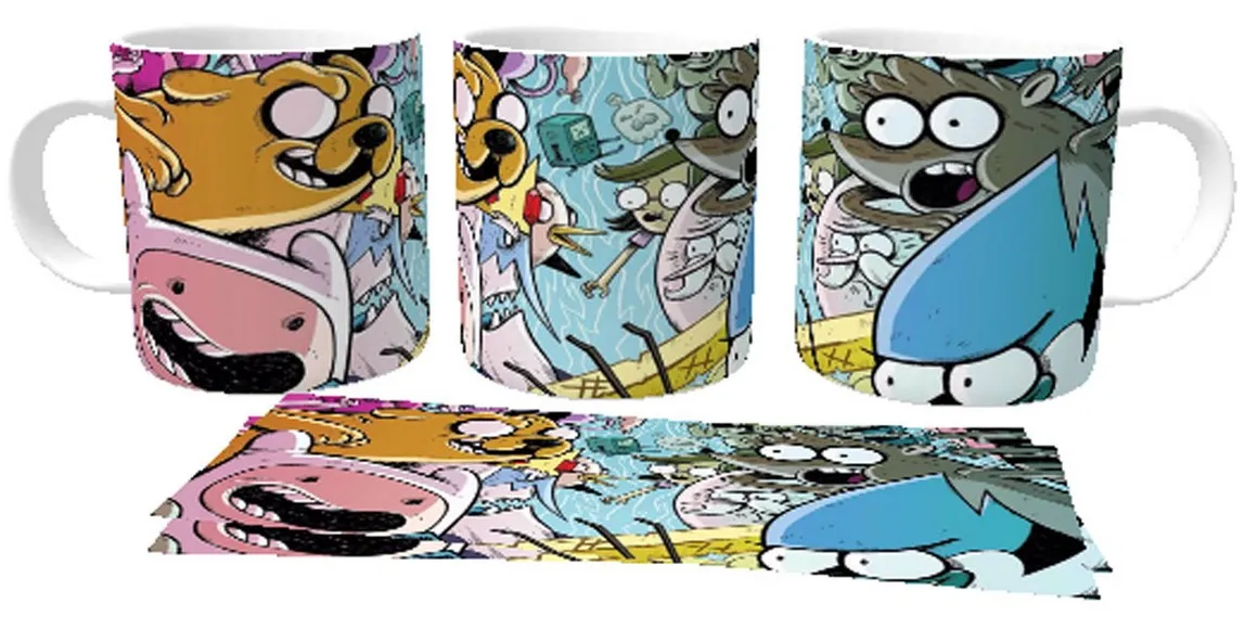 Caneca copo Plástico ou Cerâmica Apenas um show vs Hora da Aventura Imagem