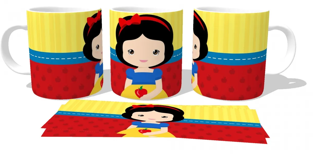 Caneca copo Plástico ou Cerâmica Branca de Neve pequena disney