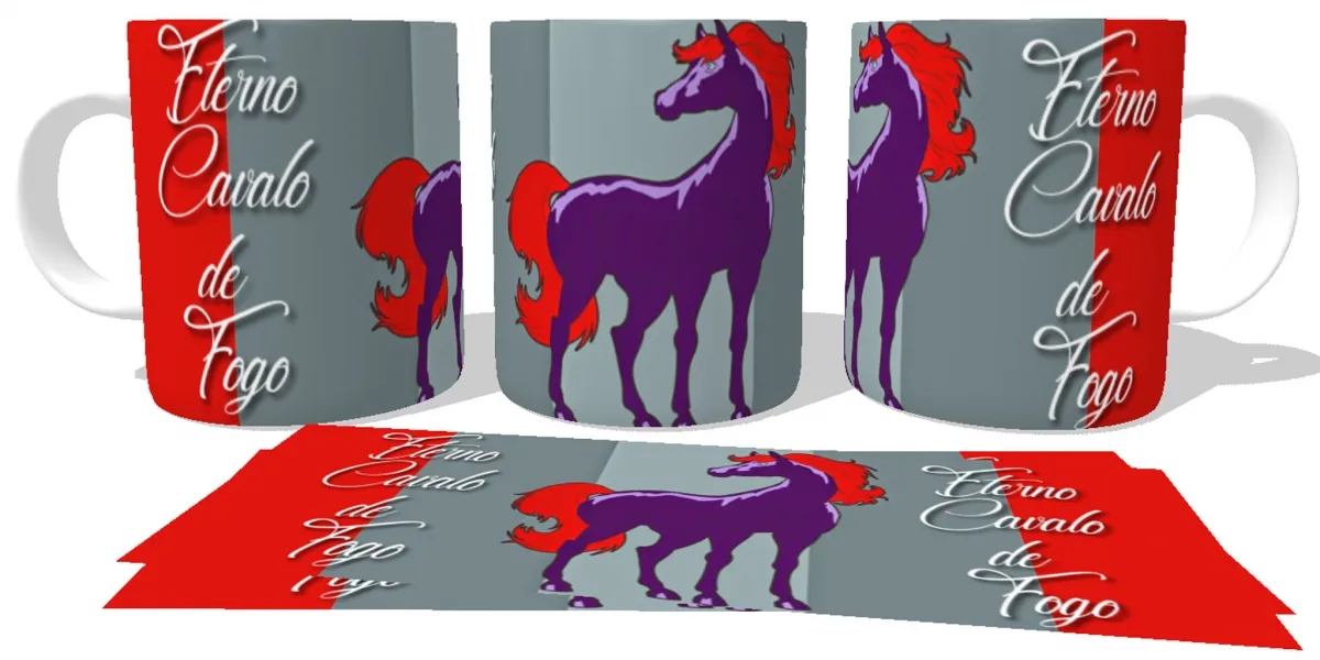 Caneca copo Plástico ou Cerâmica Cavalo de Fogo Eterno