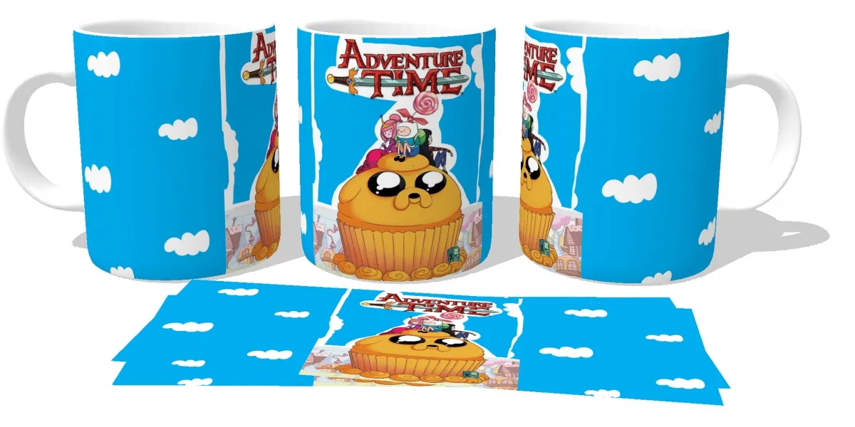 Caneca copo Plástico ou Cerâmica Hora da Aventura Jake doce finn Imagem