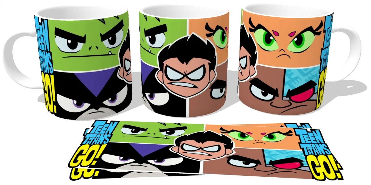 Caneca copo Plástico ou Cerâmica Jovens Titãs rostos