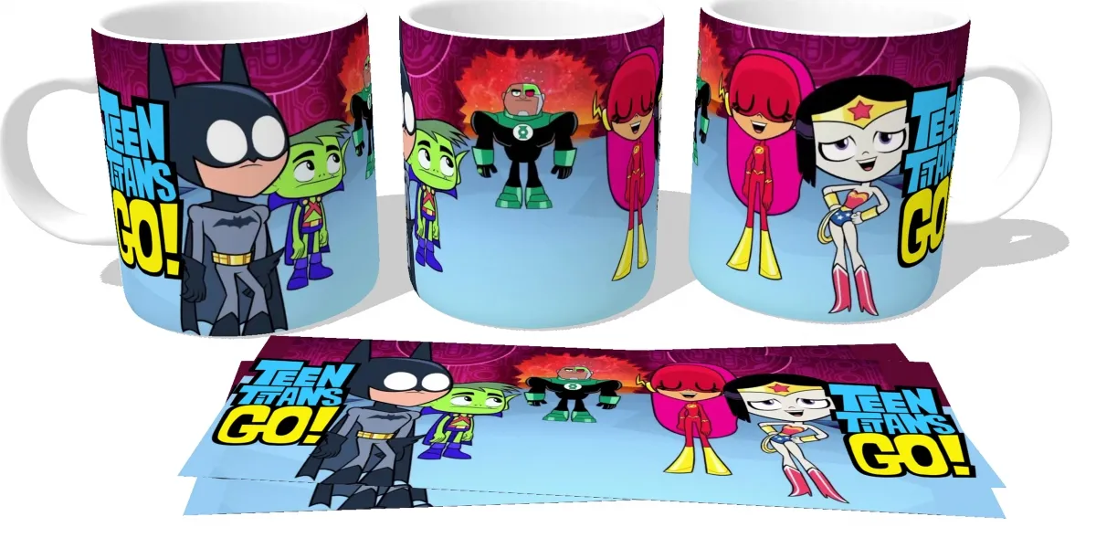 Caneca copo Plástico ou Cerâmica Jovens Titãs super heróis