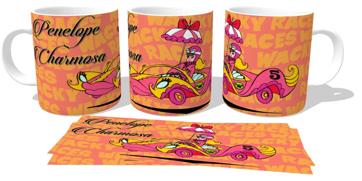 Caneca copo Plástico ou Cerâmica Penelope Charmosa corrida maluca