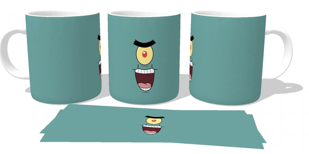 Caneca copo Plástico ou Cerâmica Plankton vilão bob esponja