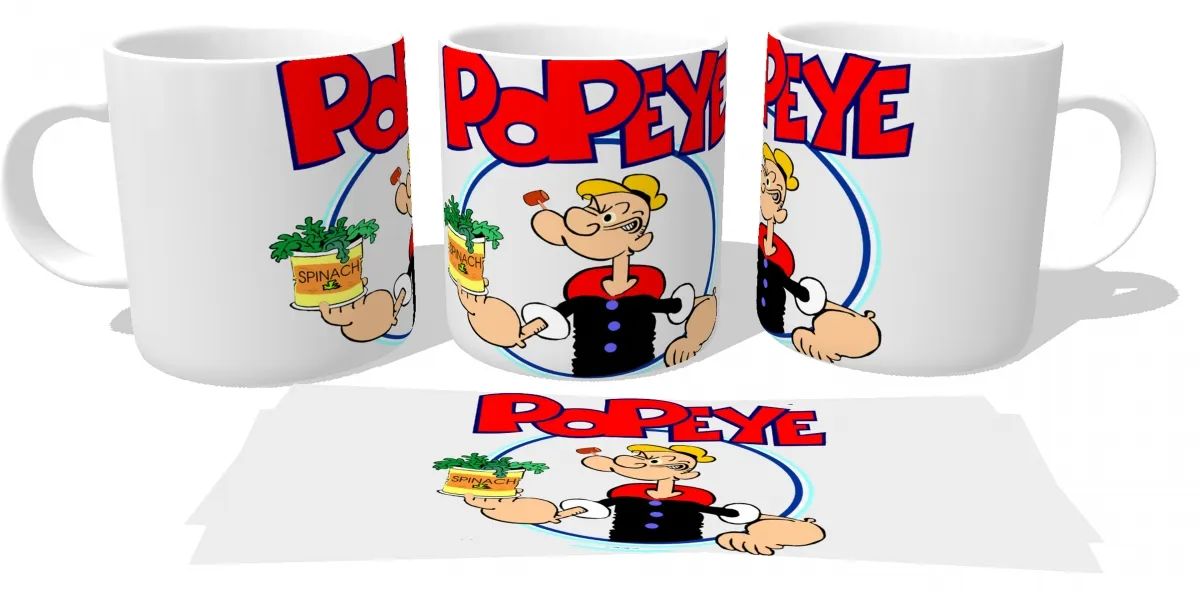 Caneca copo Plástico ou Cerâmica Popeye espinafre