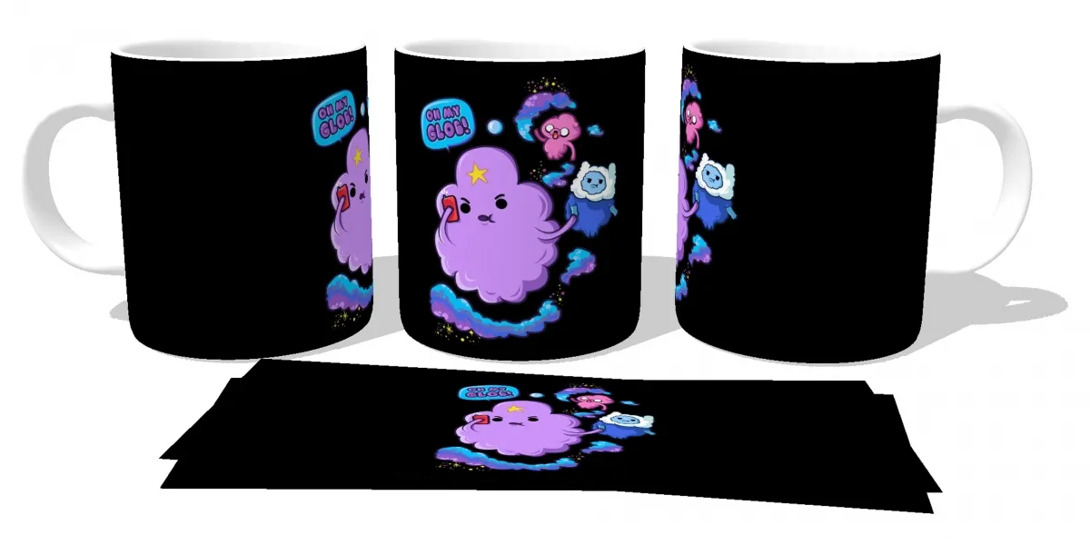 Caneca copo Plástico ou Cerâmica Princesa Caroço Finn Jake oh my glob Imagem