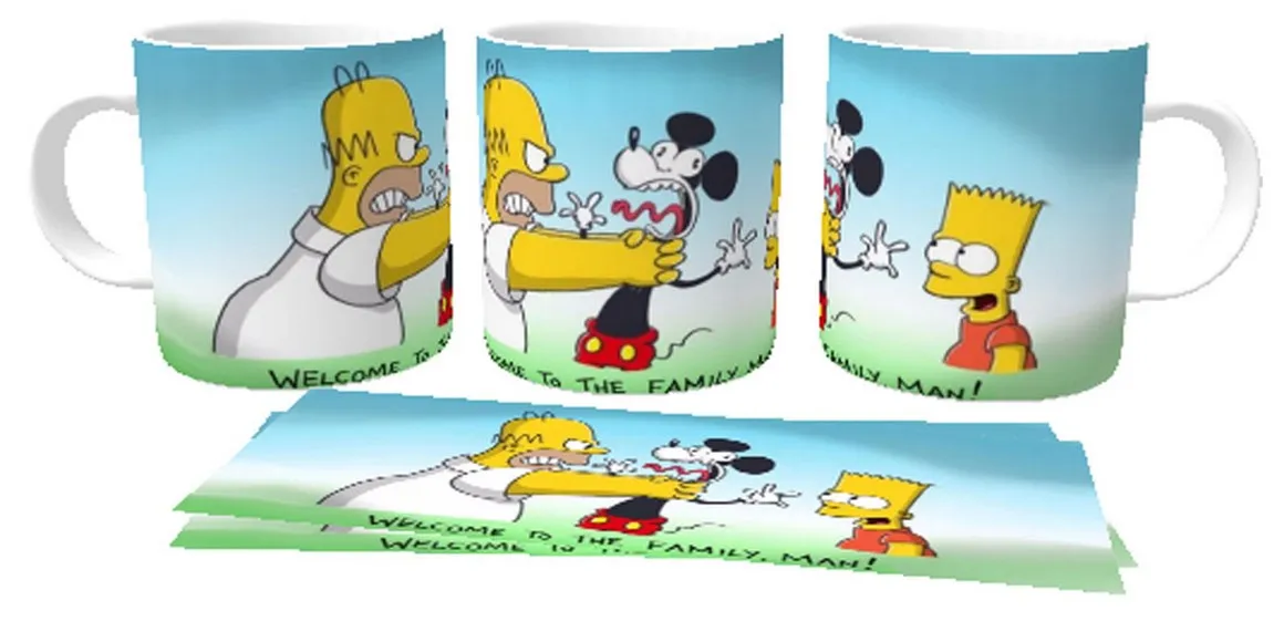 Caneca copo Plástico ou Cerâmica Simpson homer bart Mikey mouse