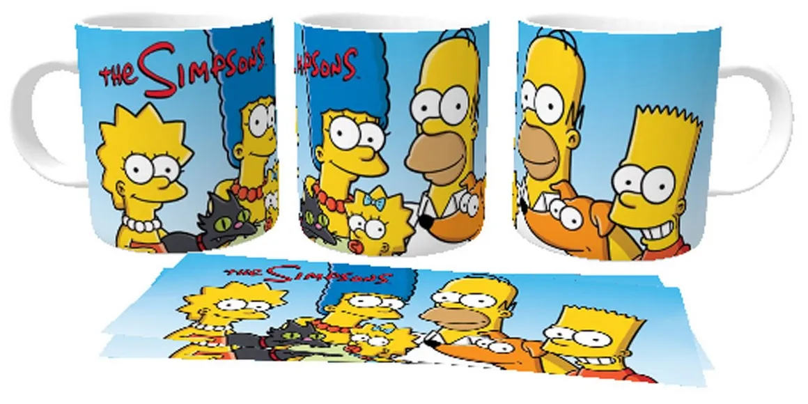 Caneca copo Plástico ou Cerâmica Simpsons unidos família Imagem