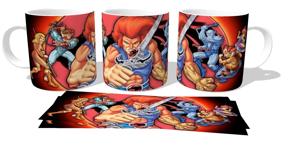 Caneca copo Plástico ou Cerâmica Thundercats grupo lion Imagem