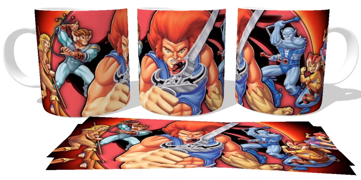 Caneca copo Plástico ou Cerâmica Thundercats Lion espada todos Imagem