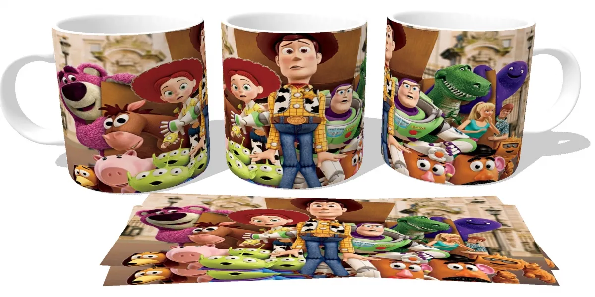 Caneca copo Plástico ou Cerâmica Toy Story assustados Imagem