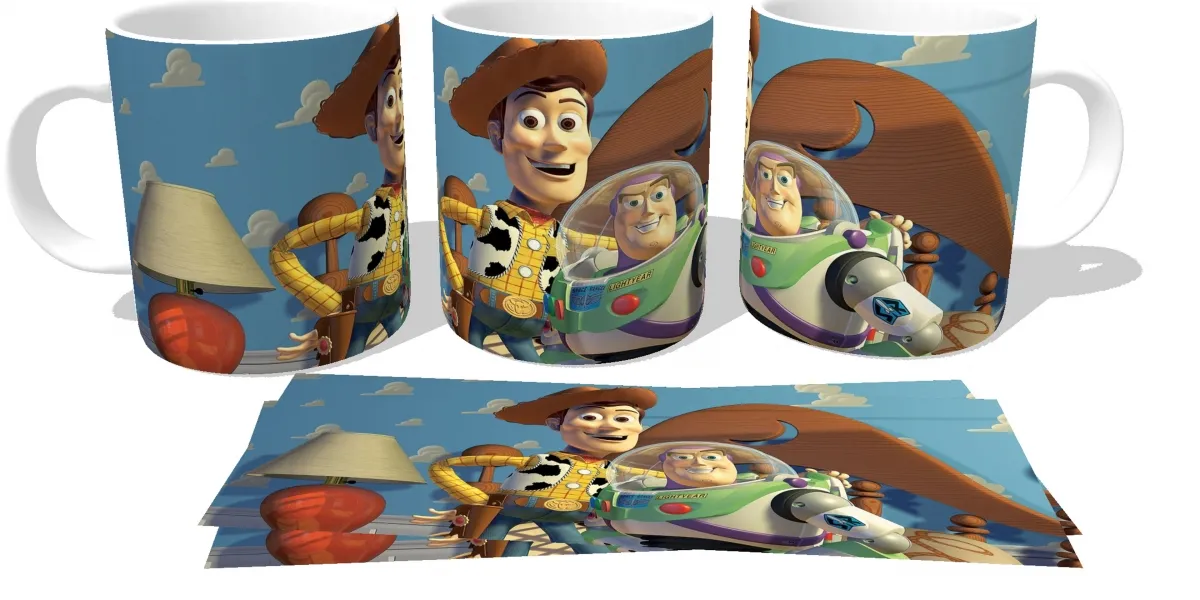 Caneca copo Plástico ou Cerâmica Toy Story Woody Buzz Imagem
