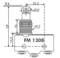 CHAVE FIM DE CURSO FM1308 MINIATURA - ATUADOR ROLETE - Foto 2