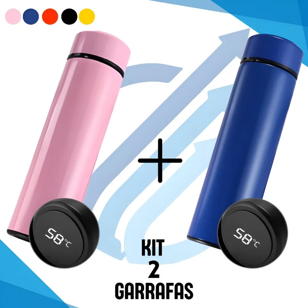 kit 2 Garrafa termica 500ml com visor de temperatura