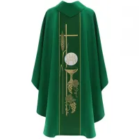 Casula Sacerdotal Bordado Cruz Jhs Cálice - Foto 2