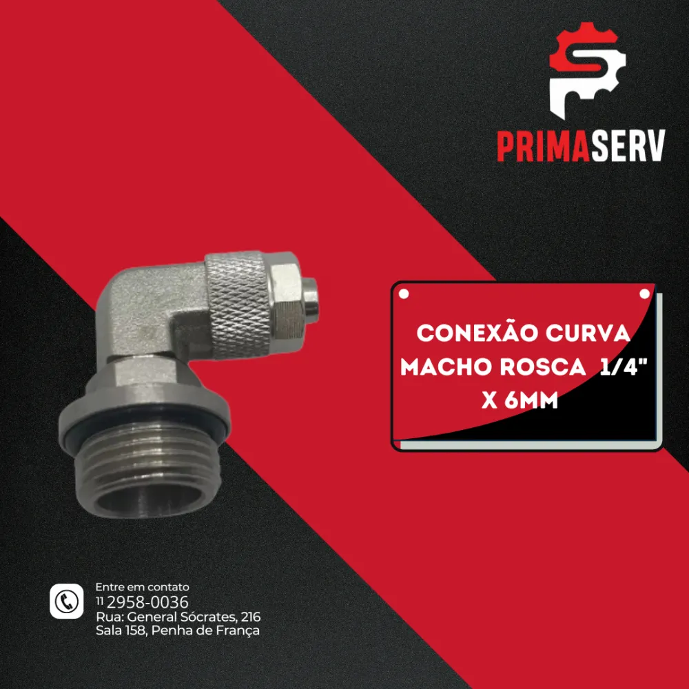 CONEXÃO CURVA  MACHO ROSCA  1/4" X 6MM 