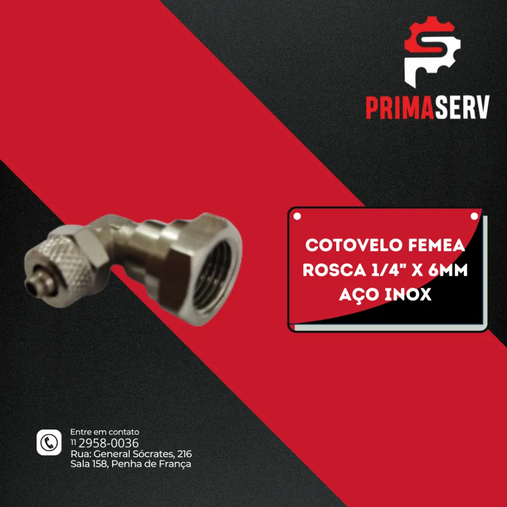 COTOVELO FEMEA  ROSCA 1/4" x 6MM AÇO INOX