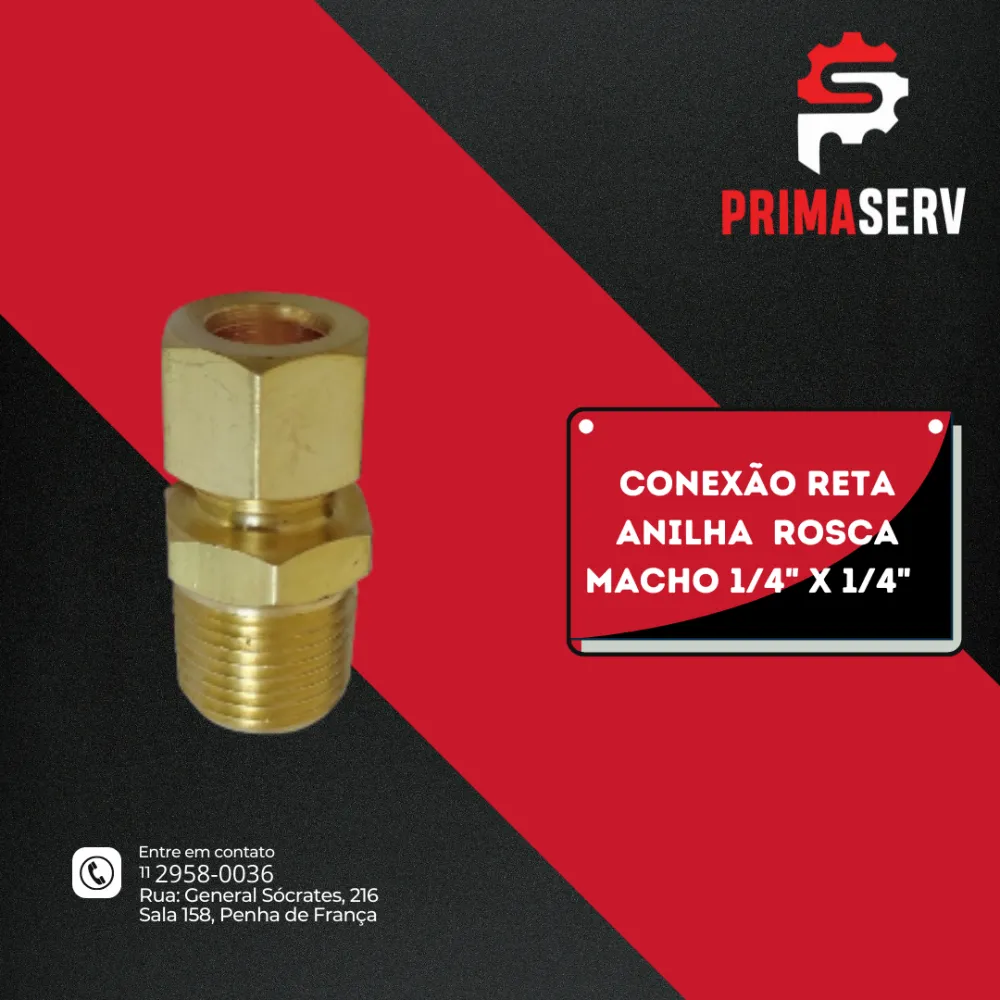 CONEXÃO RETA ANILHA  ROSCA MACHO 1/4" X 1/4"  