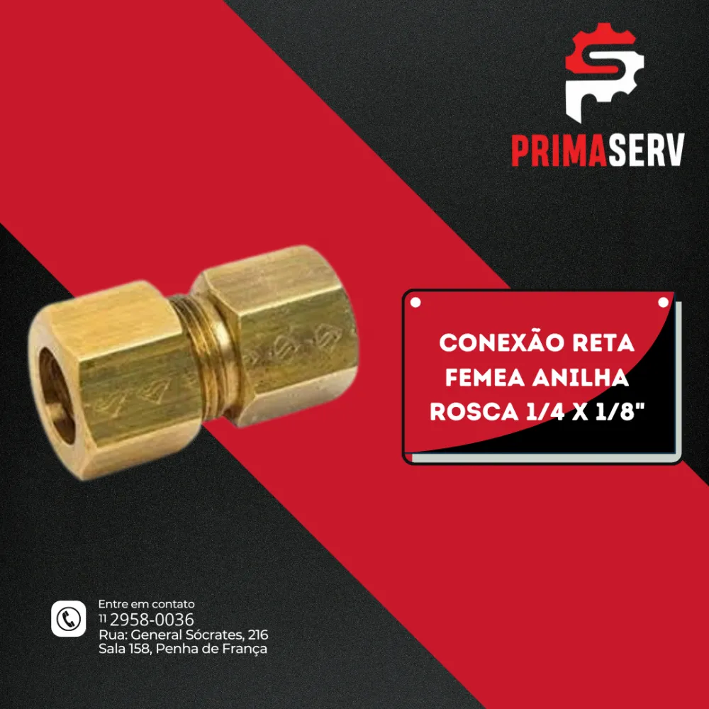 CONEXÃO RETA FEMEA ANILHA ROSCA 1/4 X 1/8" 