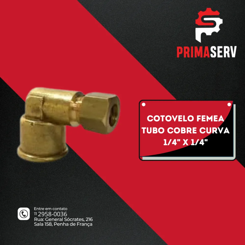 COTOVELO FEMEA TUBO COBRE CURVA 1/4" X 1/4"