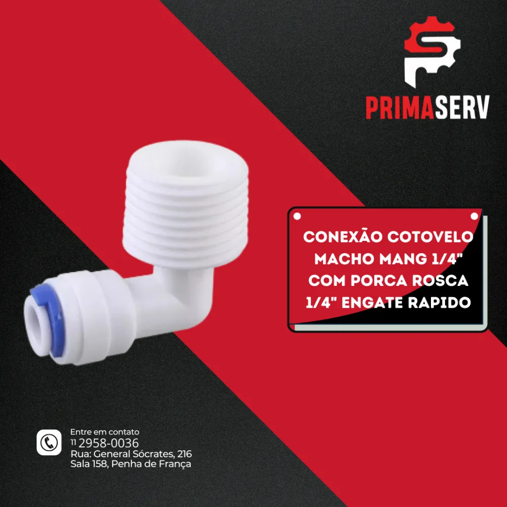 CONEXÃO COTOVELO MACHO MANG 1/4"  COM PORCA ROSCA 1/4" ENGATE RAPIDO