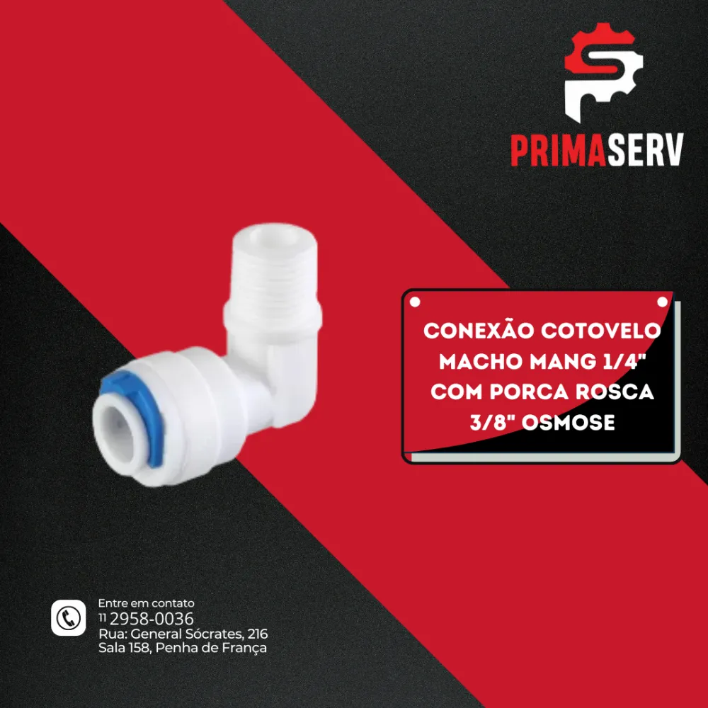 CONEXÃO COTOVELO MACHO MANG 1/4"  COM PORCA ROSCA 3/8" OSMOSE