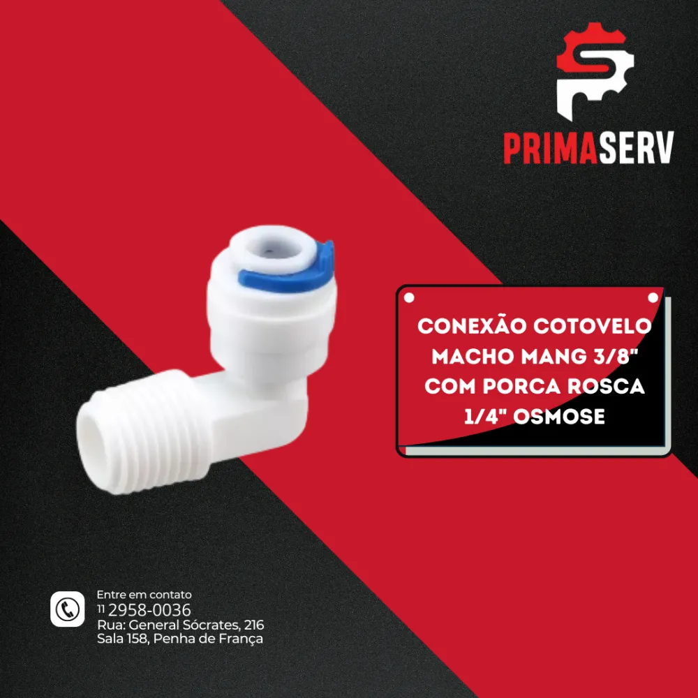 CONEXÃO COTOVELO MACHO MANG 3/8"  COM PORCA ROSCA 1/4" OSMOSE