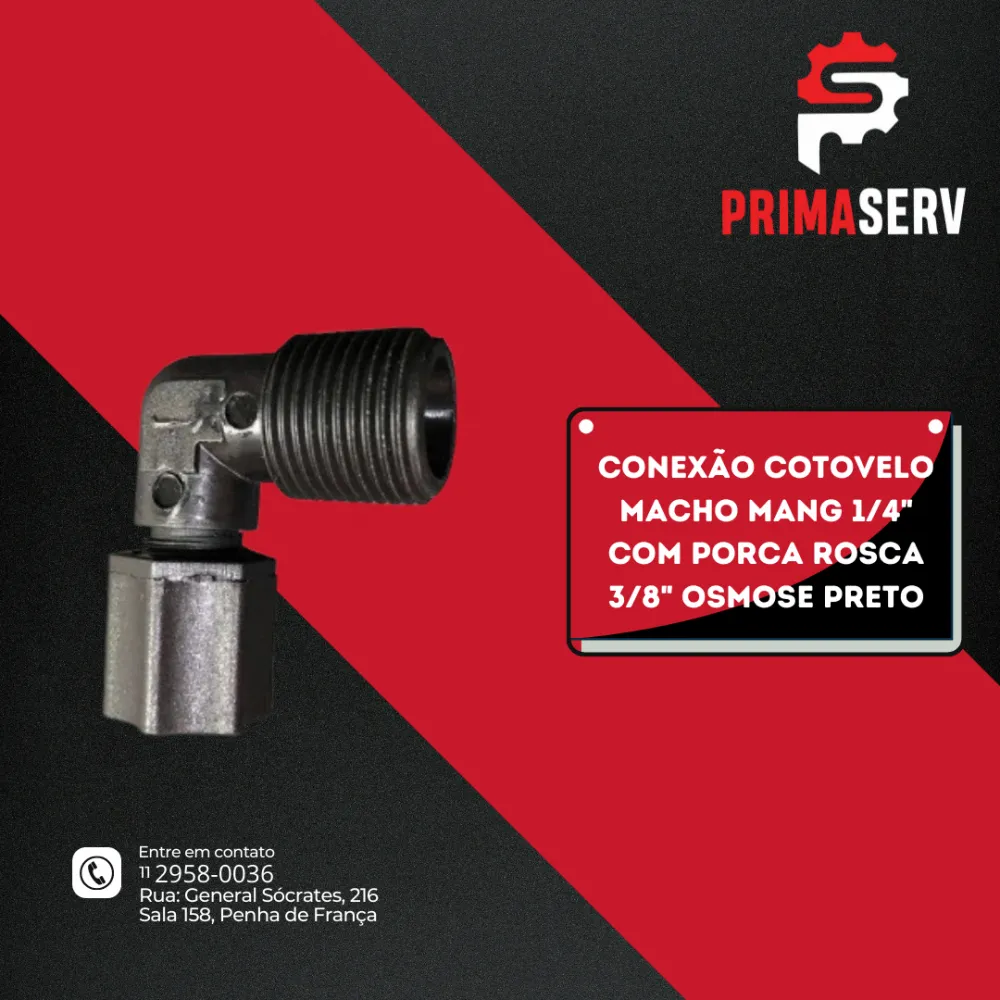 CONEXÃO COTOVELO MACHO MANG 1/4"  COM PORCA ROSCA 3/8" OSMOSE PRETO
