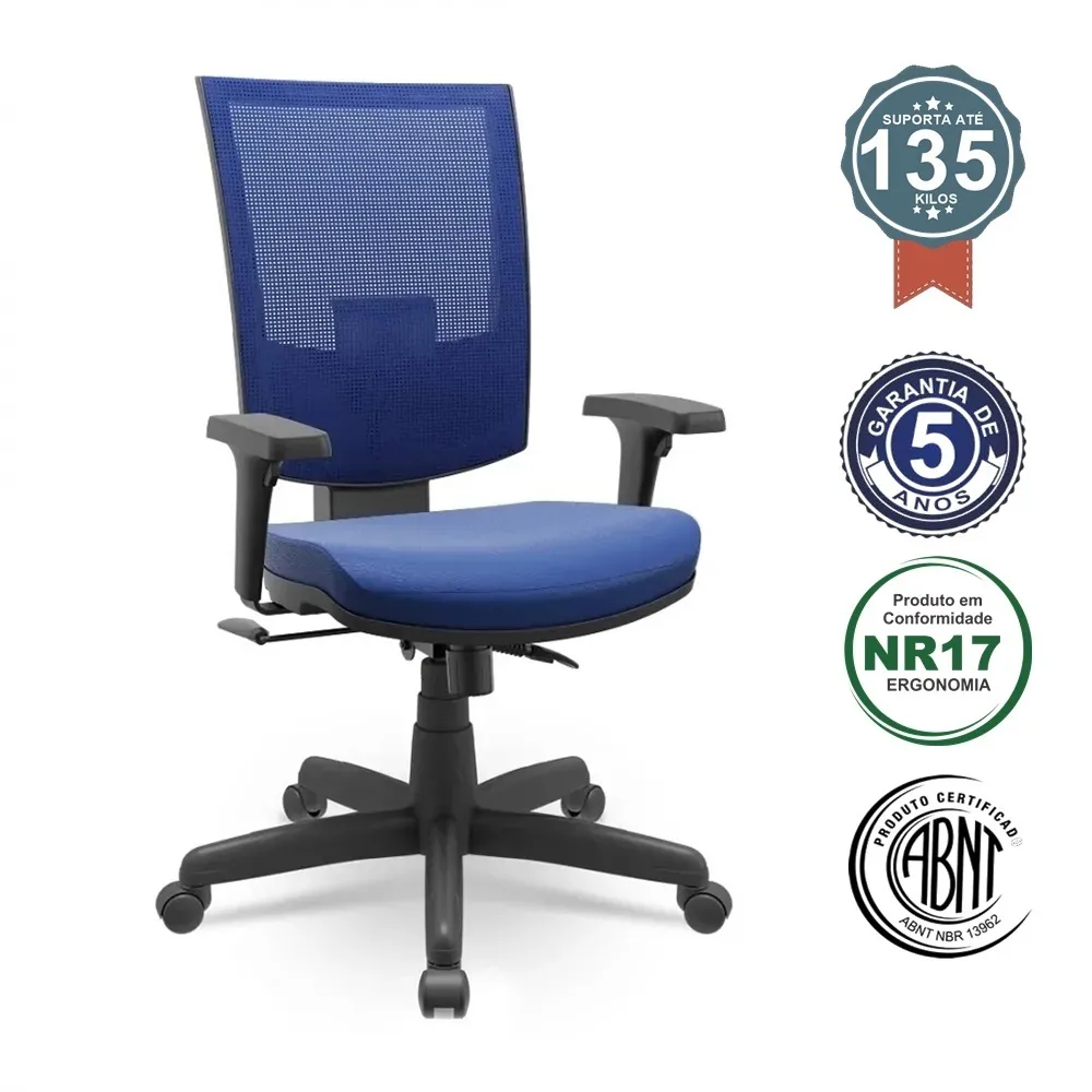 Poltrona Presidente Flash Encosto Fixo Mecanismo Relax com Base Giratória e Braços Reguláveis Imagem