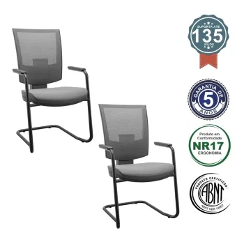 Kit com 2 unidades Cadeira de Aproximação Flash Estrutura Sky na Cor Preta