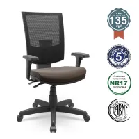  Cadeira Multiregulável NR17 Flash Encosto Regulável com Base Giratória e Braços Regulaveis
