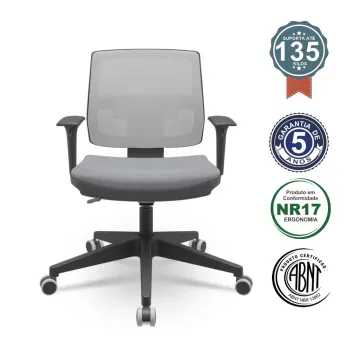  Cadeira Multiregulável NR17 Executiva Brizza Tela Encosto Regulável e Base Piramidal com Baços Reguláveis - Foto 2