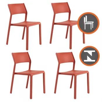 Kit com 4 unidades Cadeira Empilhável Mykonos