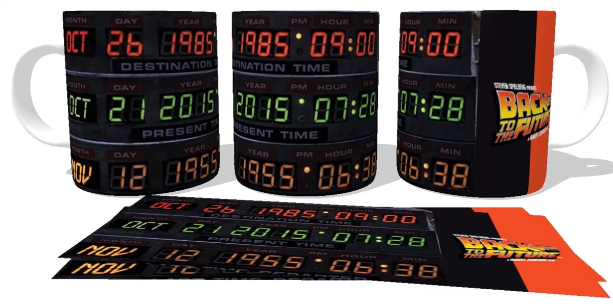 Caneca copo Plástico ou Cerâmica De volta para o futuro painel do tempo Imagem