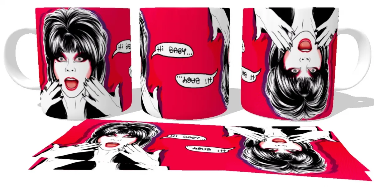 Caneca copo Plástico ou Cerâmica Elvira Hi baby rainha trevas