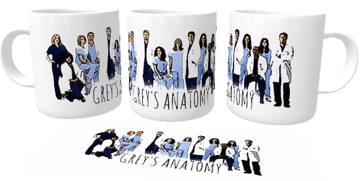 Caneca copo Plástico ou Cerâmica Greys Anatomy all guys medicos Imagem