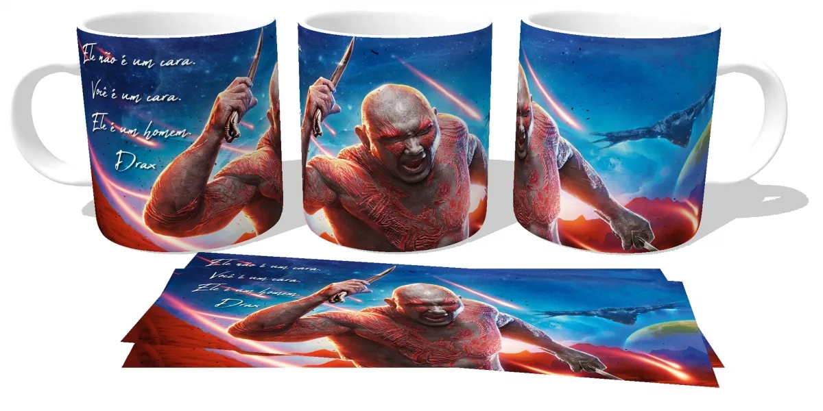 Caneca copo Plástico ou Cerâmica Guardiões da Galáxia Drax ele não é um cara Imagem