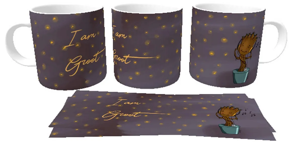Caneca copo Plástico ou Cerâmica Guardiões da Galáxia I am Groot