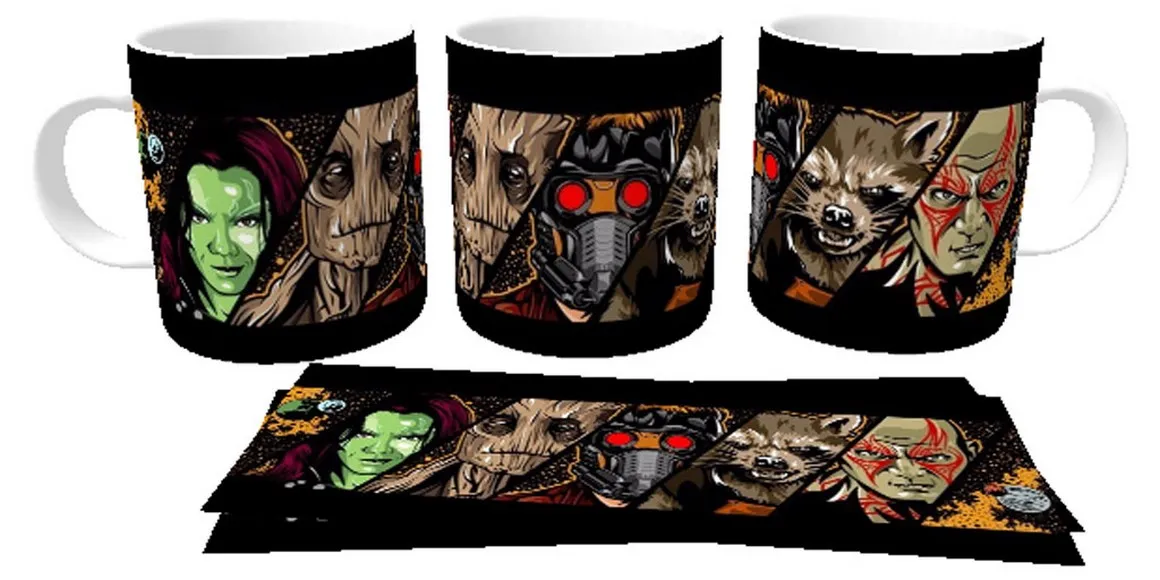 Caneca copo Plástico ou Cerâmica Guardiões da Galáxia marvel