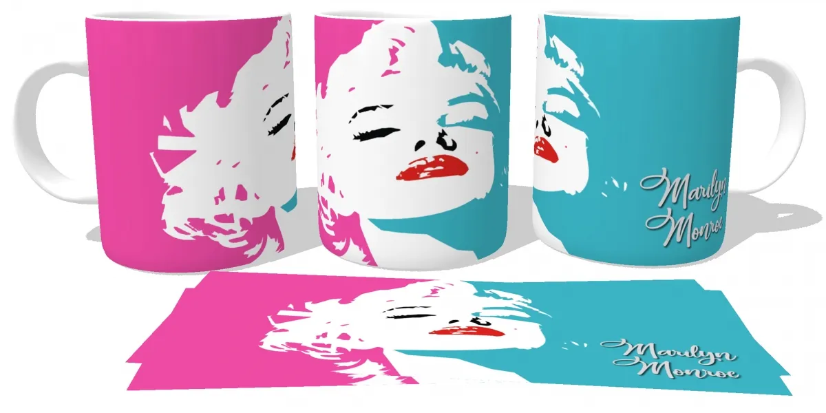 Caneca copo Plástico ou Cerâmica marilyn monroe colorida