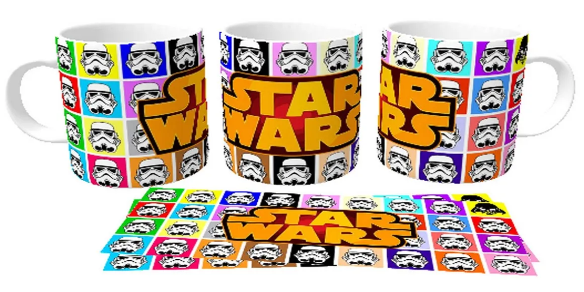 Caneca copo Plástico ou Cerâmica Star Wars jornada estrelas Imagem