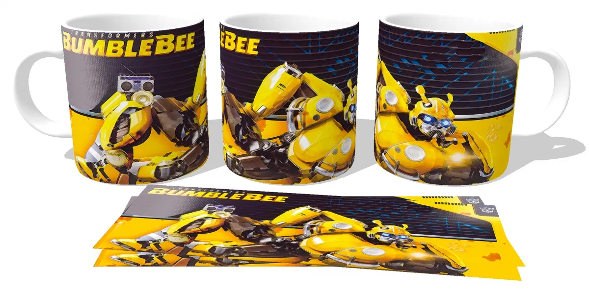 Caneca copo Plástico ou Cerâmica Transformers Bumblebee fusca Imagem