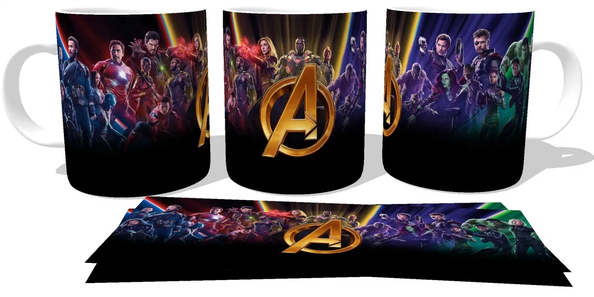 Caneca copo Plástico ou Cerâmica Vingadores Guerra Infinita 2 Imagem