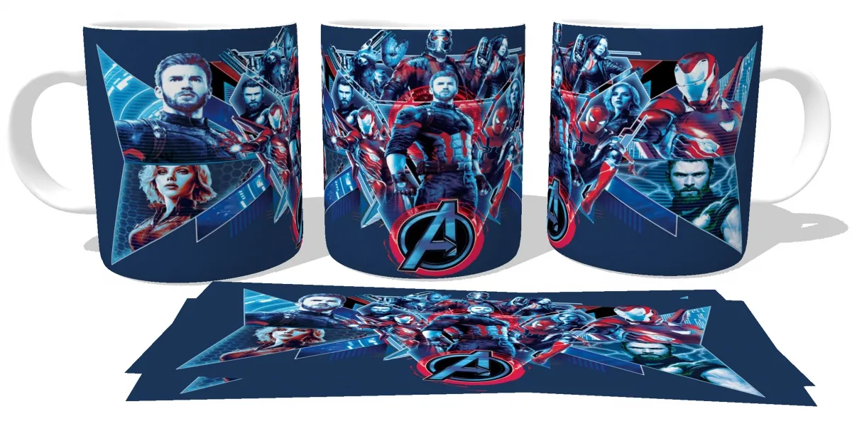 Caneca copo Plástico ou Cerâmica Vingadores Guerra Infinita 3