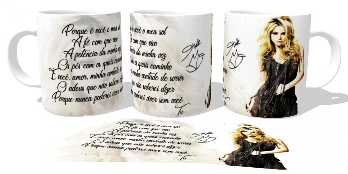 Caneca copo Plástico ou Cerâmica Shakira Tu cantora musica latina