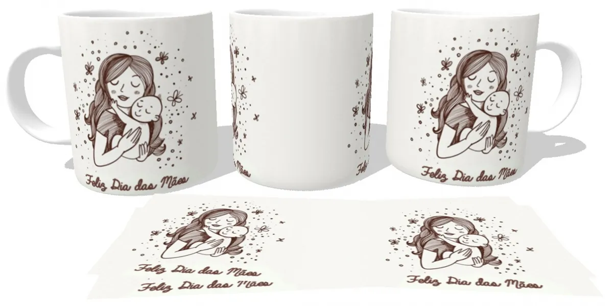 Caneca copo Plástico ou Cerâmica Feliz Dia das Mães mamãe