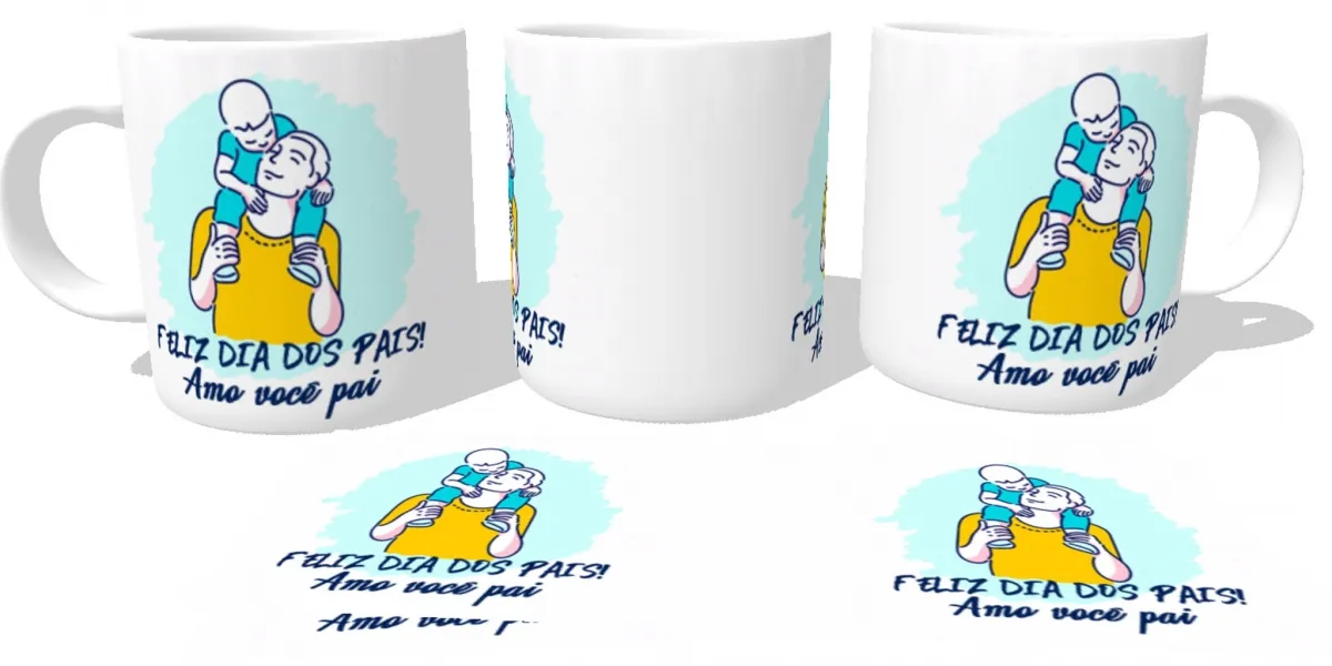 Caneca copo Plástico ou Cerâmica Feliz Dia dos Pais papai