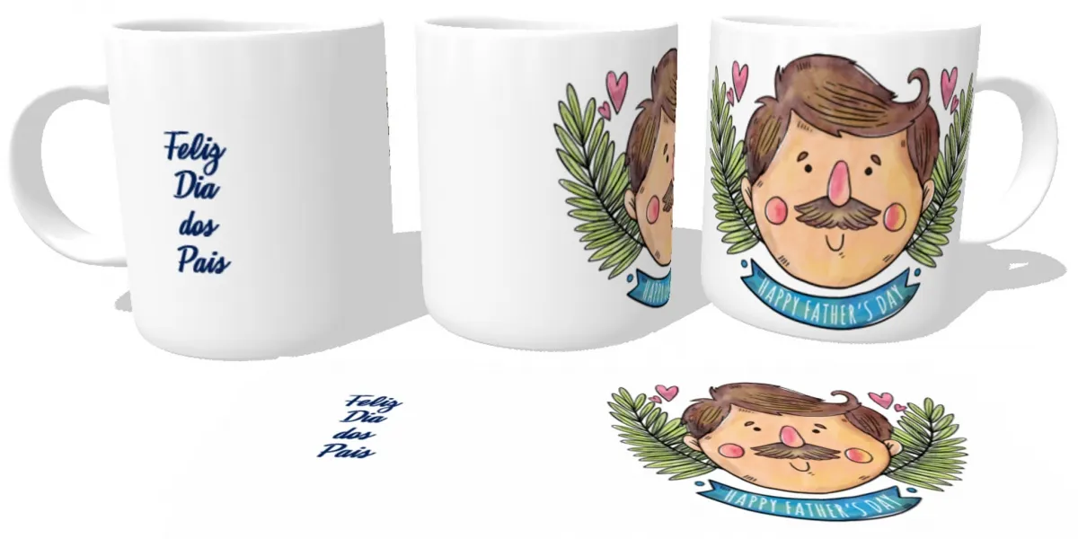 Caneca copo Plástico ou Cerâmica Feliz Dia dos Pais vintage Imagem